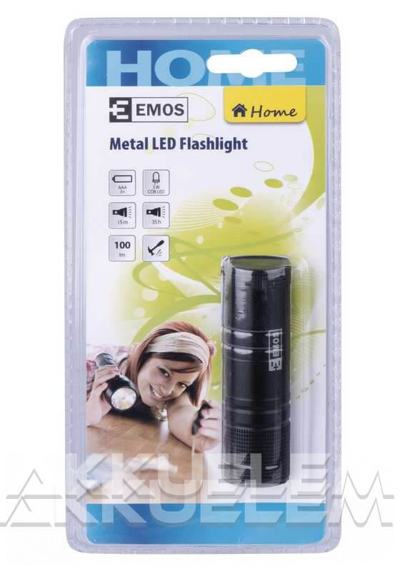 Lámpa P3894 3W COB Led fém 3*AAA 100lm