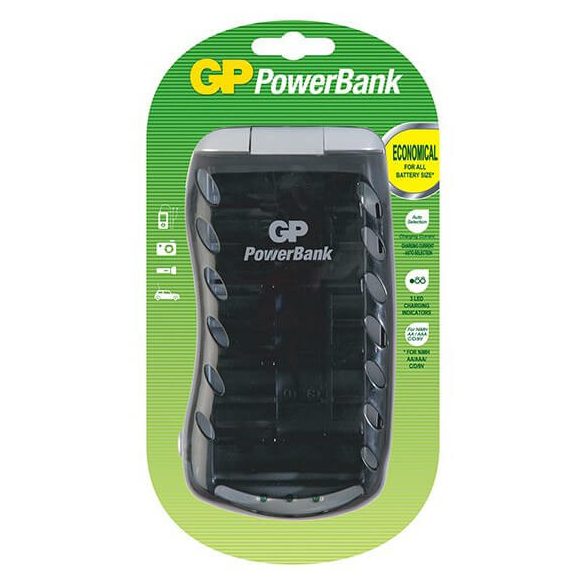 GP PowerBank PB19 AA AAA C D 9V univerzális akkumulátor töltő