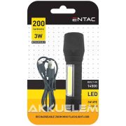 Entac 3W+1W COB 200lm elemlámpa USB-töltős, zoomolható