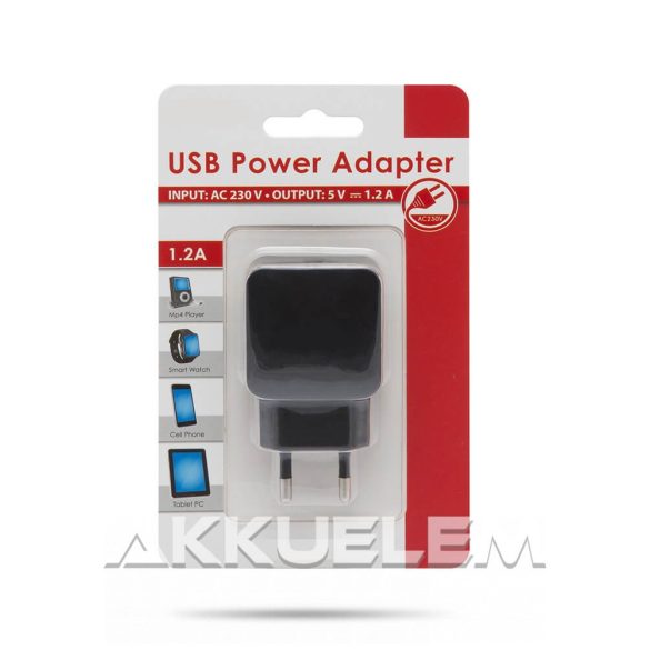 Hálózati USB töltő adapter 5V 1200mA 55045-1BK