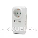 Hálózati USB töltő adapter 2 x USB + 1 x EU hálózati dugaljjal 5512
