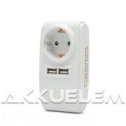   Hálózati USB töltő adapter 2 x USB + 1 x EU hálózati dugaljjal 5512