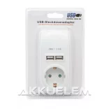Hálózati USB töltő adapter 2 x USB + 1 x EU hálózati dugaljjal 5512