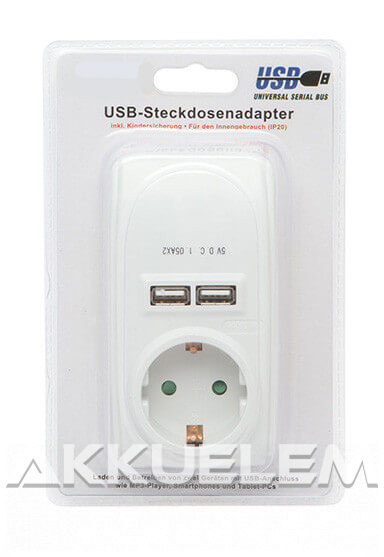 Hálózati USB töltő adapter 2 x USB + 1 x EU hálózati dugaljjal 5512
