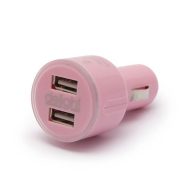   USB autós adapter 5V 2100mA 12-24V, rózsaszín, világítós