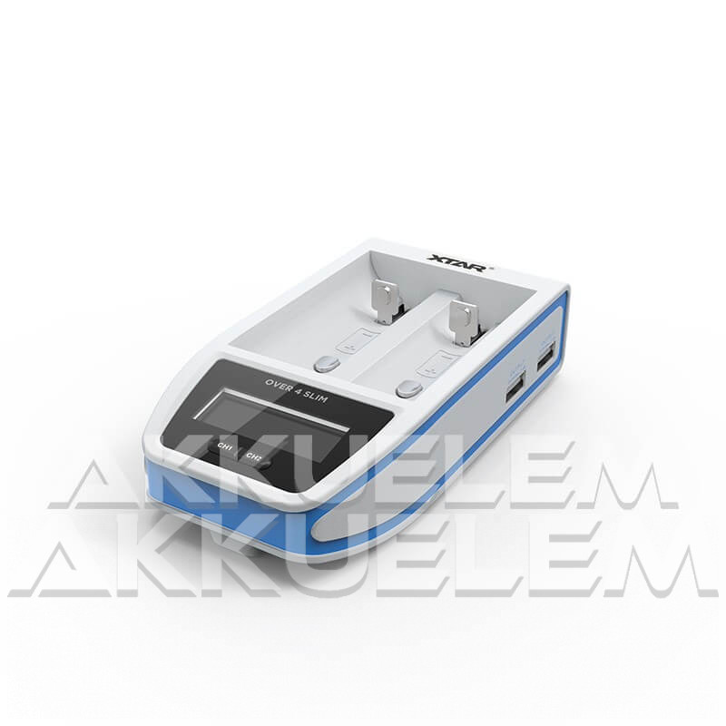 XTAR Over 4 Slim 4,1A Li-ion ultra akkumulátor töltő, LCD info kijelző