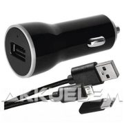   USB autós adapter 1m micro USB kábellel USB-C átalakítóval 2,1A