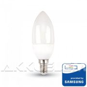   V-TAC E14 7W 600lm 4000K 200 ° LED-izzó opál gyertya SAMSUNG chipes