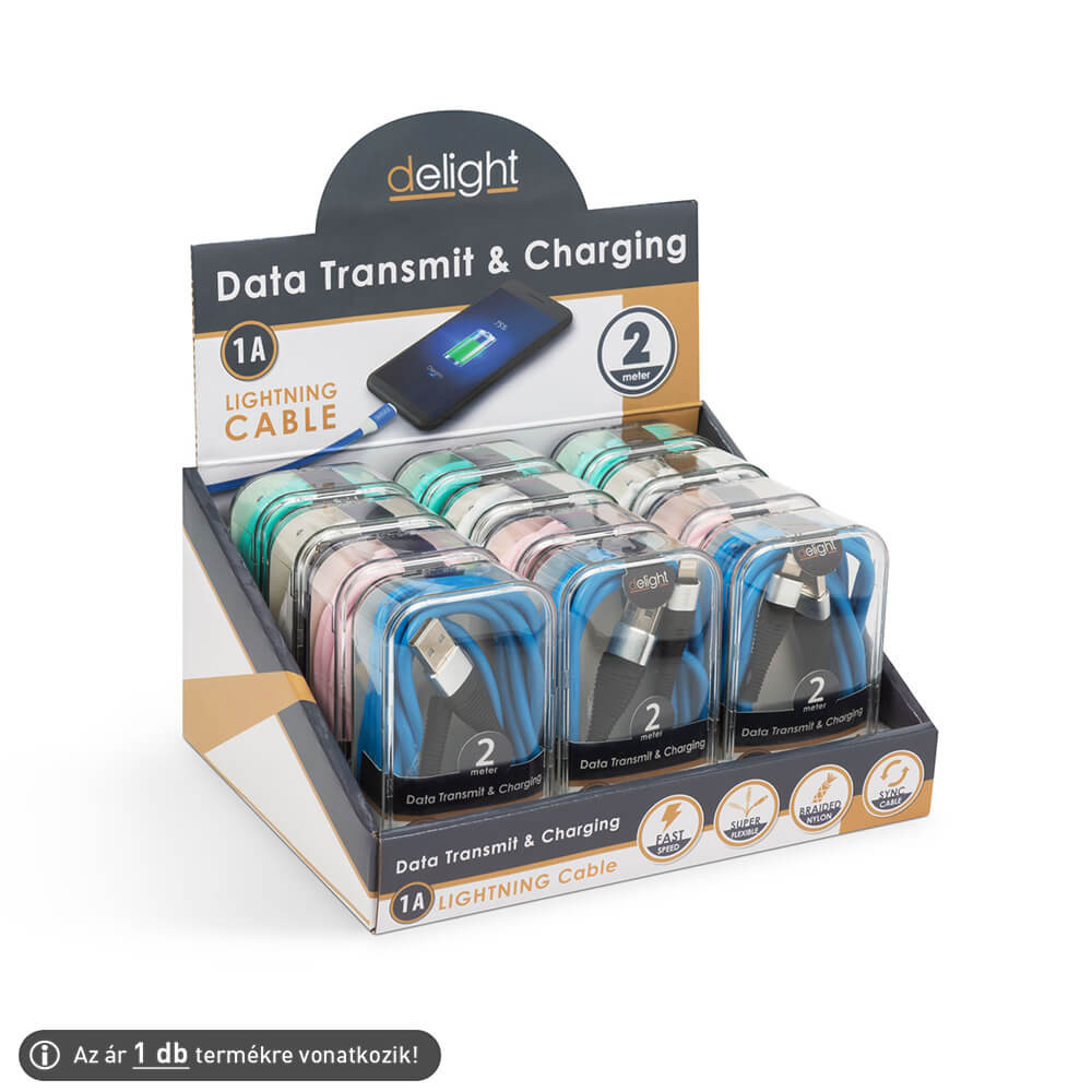 USB IPhone Lightning adatkábel 2m szilikon bevonat