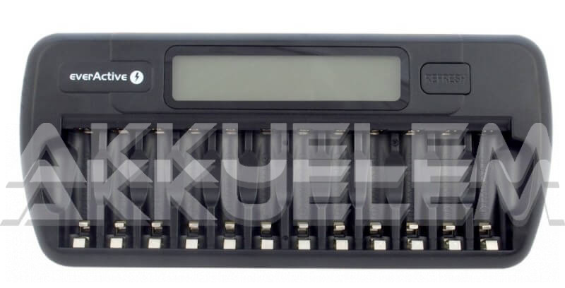 EverActive NC-1200 12 csatornás AA és AAA akkutöltő AA/500mA AAA/250mA