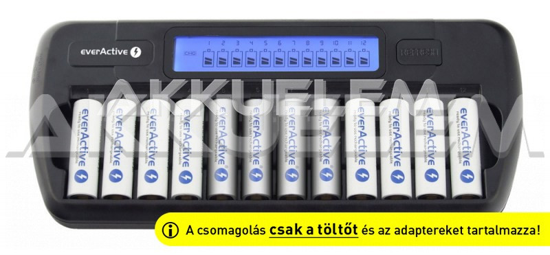 EverActive NC-1200 12 csatornás AA és AAA akkutöltő AA/500mA AAA/250mA