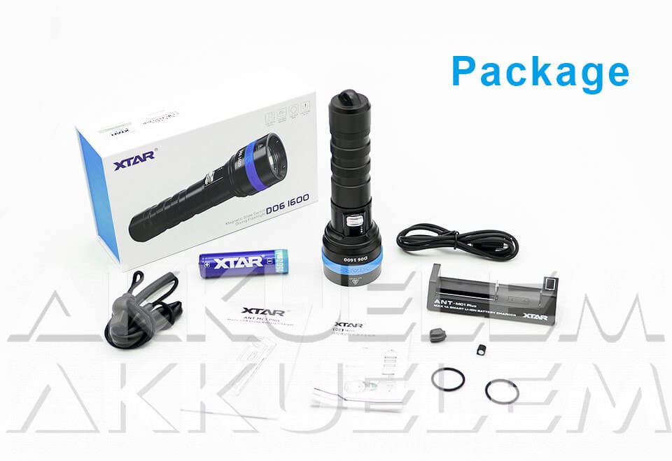 Xtar D06 1600 lum búvárlámpa szett (MC1 Plus, 18650 3500mAh) 4500K