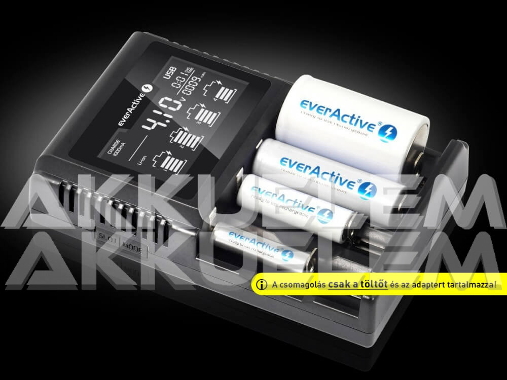 everActive UC-4000 Ni-MH Li-ion LiFePo4 univerzális akkumulátor töltő