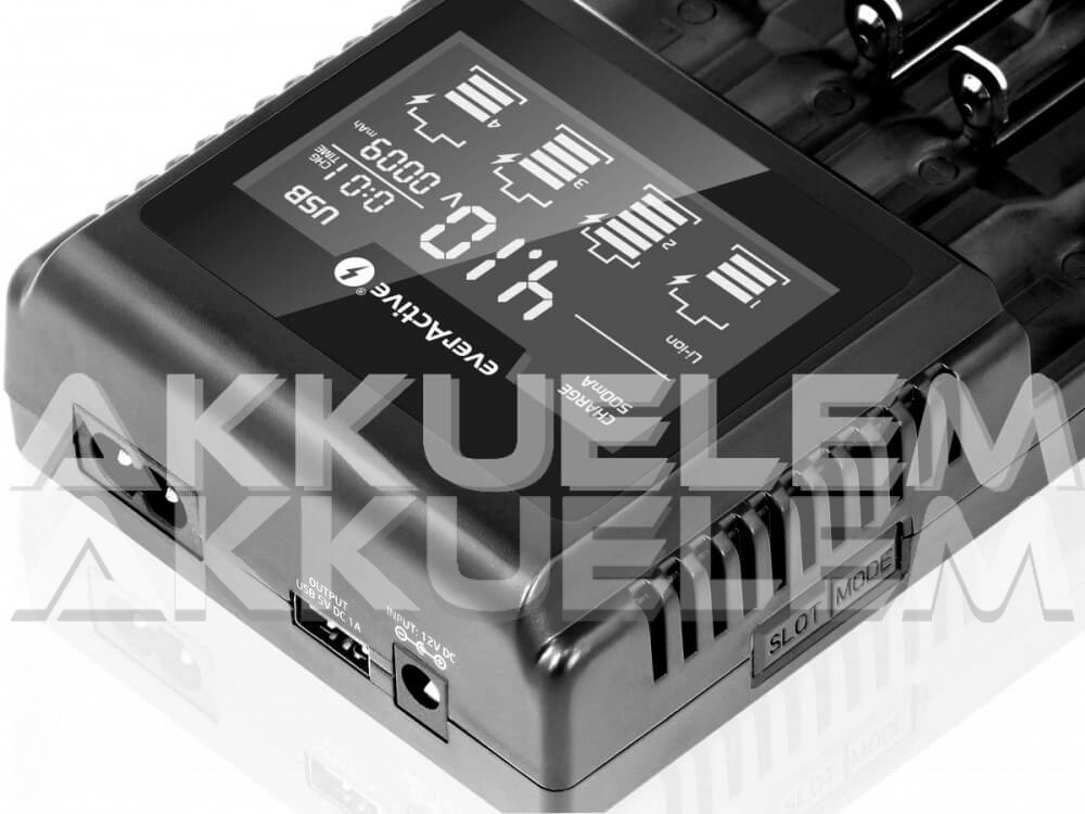 everActive UC-4000 Ni-MH Li-ion LiFePo4 univerzális akkumulátor töltő