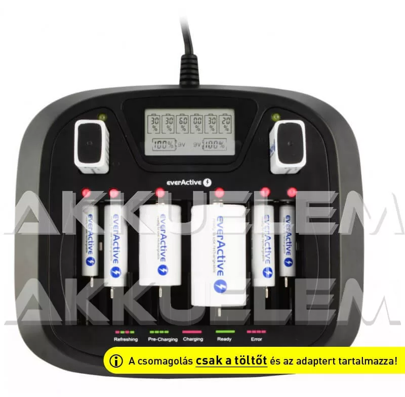 everActive NC-900U univerzális Ni-MH töltő AA AAA C D 9V