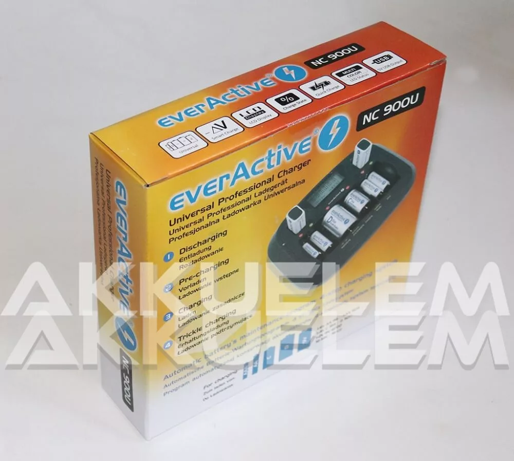 everActive NC-900U univerzális Ni-MH töltő AA AAA C D 9V
