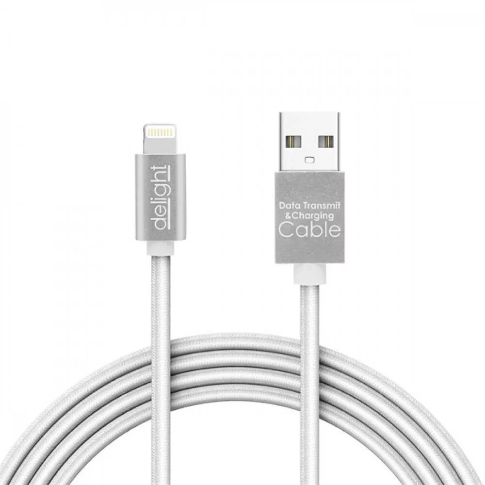   USB Adatkábel + tölto 1m iPhone LED fénnyel delight ezüst