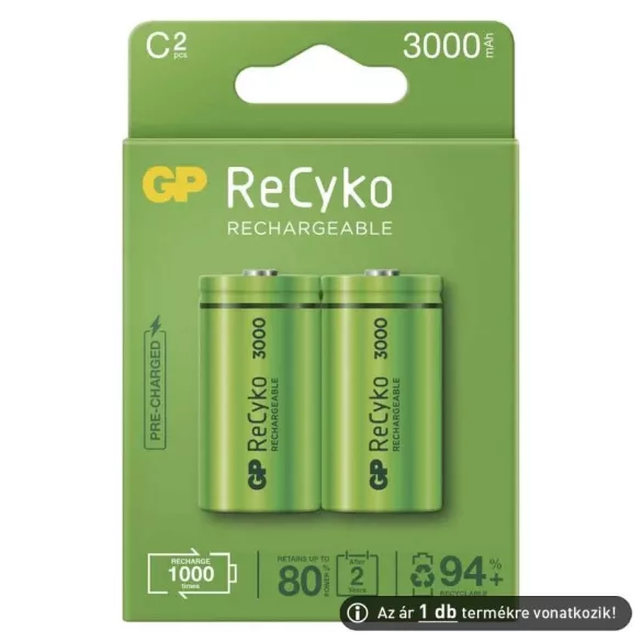 GP C Recyko 3000mAh Ni-MH akkumulátor 2db/csomag (ár/csomag)