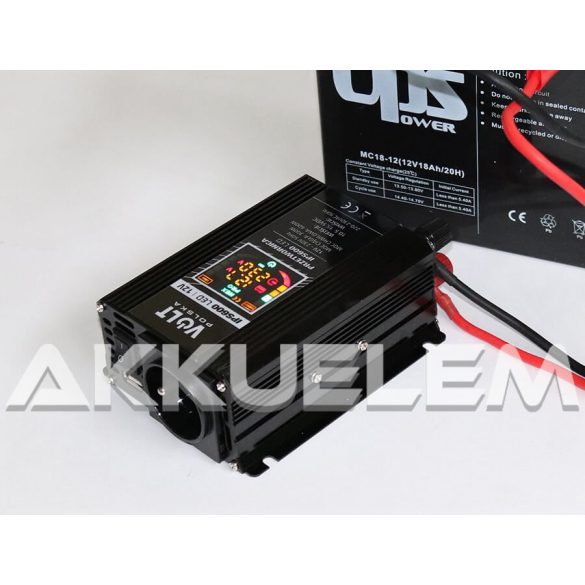 VOLT Polska IPS600 LED 12V 300W/max. 600W trapéz inverter LED-kijelzős