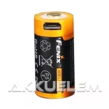 FENIX 16340 700mAh 3,6V Li-ion akkumulátor + beépített töltő, microUSB csatlakozó