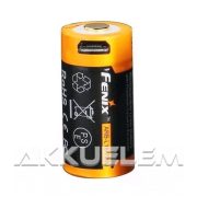   FENIX 16340 700mAh 3,6V Li-ion akkumulátor + beépített töltő, microUSB csatlakozó