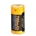 FENIX 16340 700mAh 3,6V Li-ion akkumulátor + beépített töltő, microUSB csatlakozó