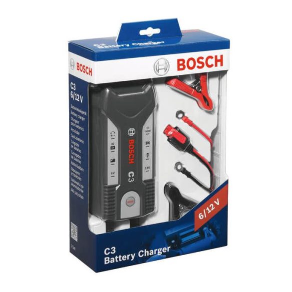 Bosch C3 autó akkumulátor töltő 6V/12V 0,8/3,8A