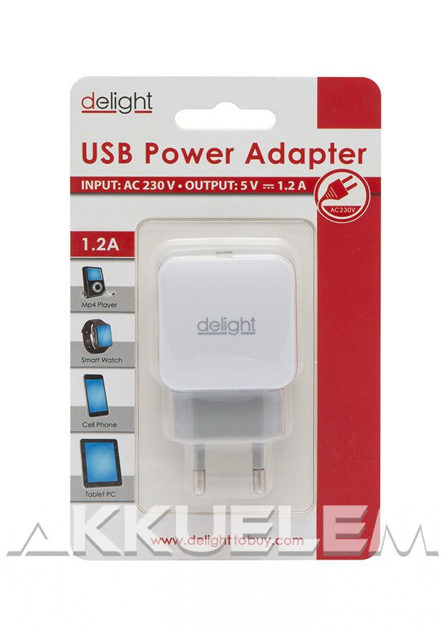 Delight 55045-1wh 5V 1200mA hálózati USB adapter 110-240V