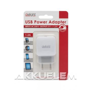 Delight 55045-1wh 5V 1200mA hálózati USB adapter 110-240V
