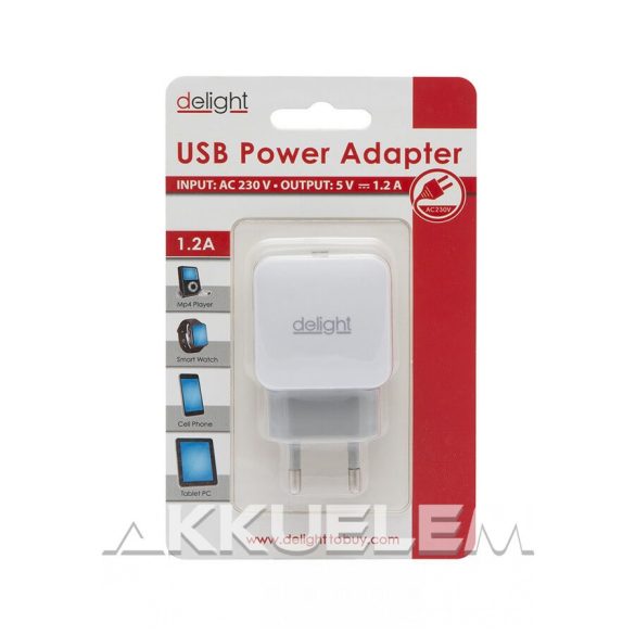 Delight 55045-1wh 5V 1200mA hálózati USB adapter 110-240V