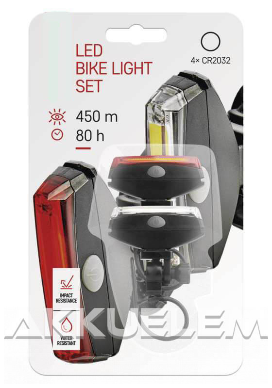 Lámpa P3922 kerékpár lámpaszett Első+hátsó 4x cr2032 1W COB LED