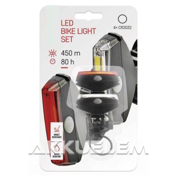   Lámpa P3922 kerékpár lámpaszett Első+hátsó 4x cr2032 1W COB LED