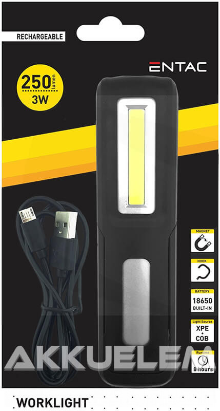 Lámpa Entac szerelő tölthető 1w cob +3w xpe