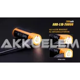 FENIX 18650 2600mAh 3,6V Li-ion akkumulátor + beépített töltő, microUSB csatlakozó
