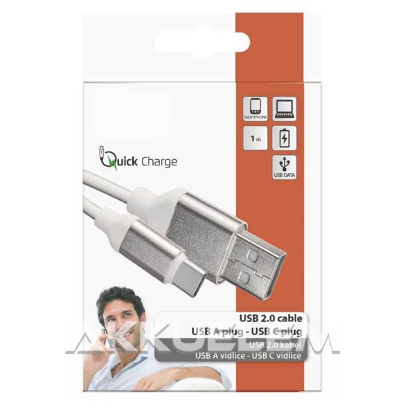 USB C kábel 1m fehér SM7025W