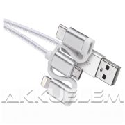   USB 2.0 kábel + átalakító USB micro B C i16P csatlakozókkal, 1m