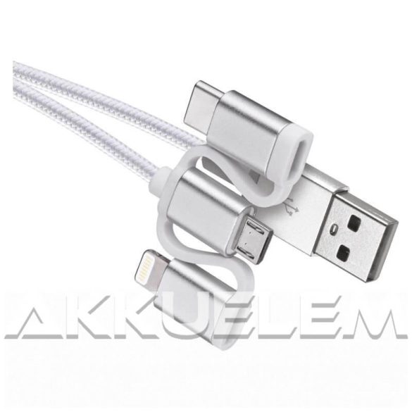 USB 2.0 kábel + átalakító USB micro B C i16P csatlakozókkal, 1m