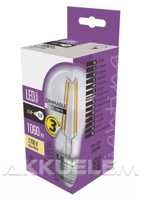 EMOS E27 A60 8,5W 1060lm 2700K Filament LED-izzó dimmelhető