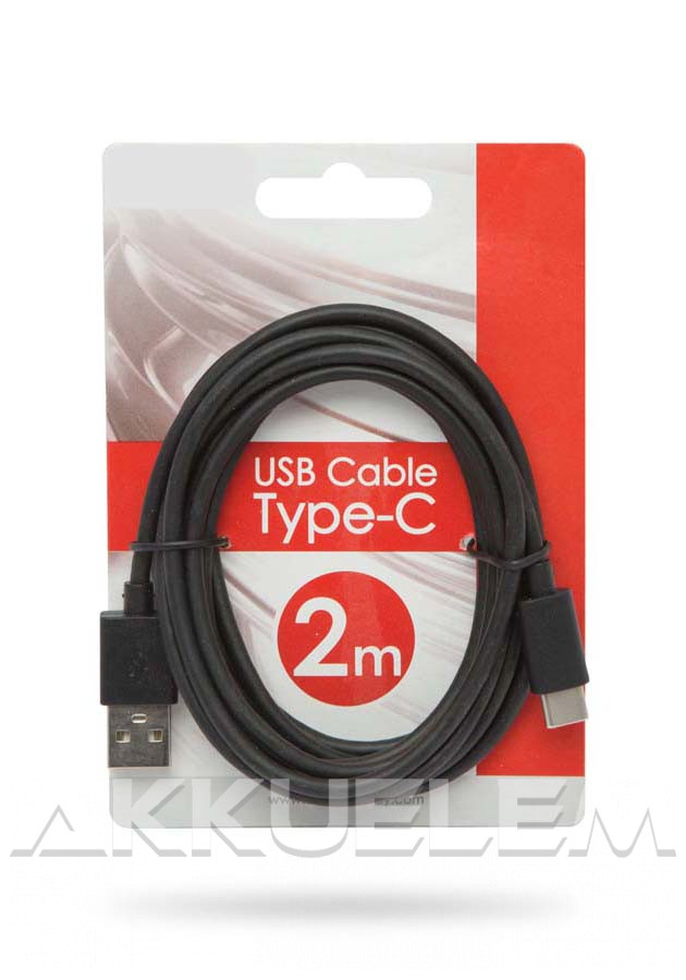 USB-C microUSB kábel 2m, fekete