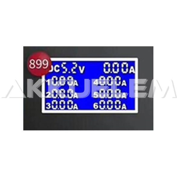 USB adapter 6 csatornás LCD kijelzővel 30W modell 899 5V 2,4A Charging Experts