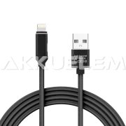 USB töltő + fejhallgató iPhone 1m 2A FEKETE színű