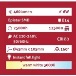 Avide Globe Mini B45 E14 6W 460lm 3000K LED-izzó 3év gar.