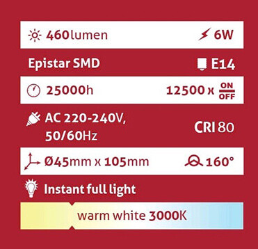 Avide Globe Mini B45 E14 6W 460lm 3000K LED-izzó 3év gar.