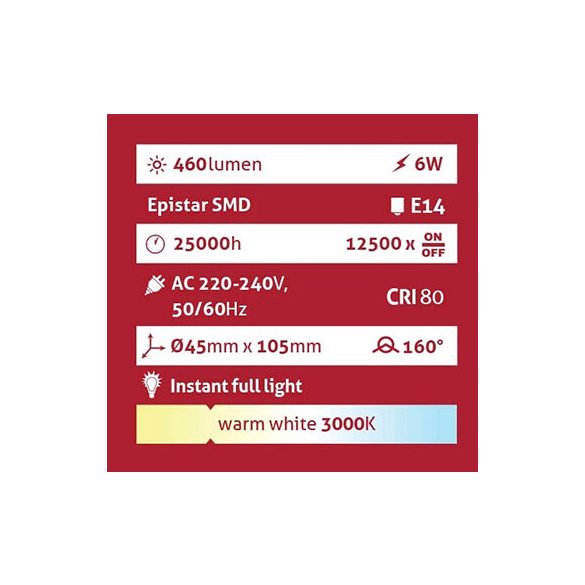 Avide Globe Mini B45 E14 6W 460lm 3000K LED-izzó 3év gar.