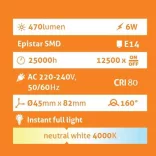 Avide Globe Mini G45 E14 6W 470lm 4000K LED-izzó 3év gar.