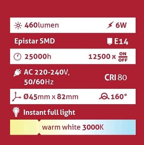Avide Globe Mini G45 E14 6W 460lm 3000K LED-izzó 3év gar.