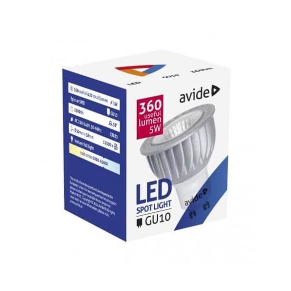 Avide GU10 5W 360lm 45° spot 6400K LED