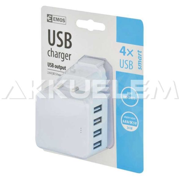 4xUSB hálózati töltő adapter 6,8A DC5V V0117