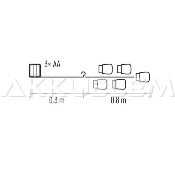 Karácsonyi fényfüzér 15LED kisbefőtt mintás 3xAA