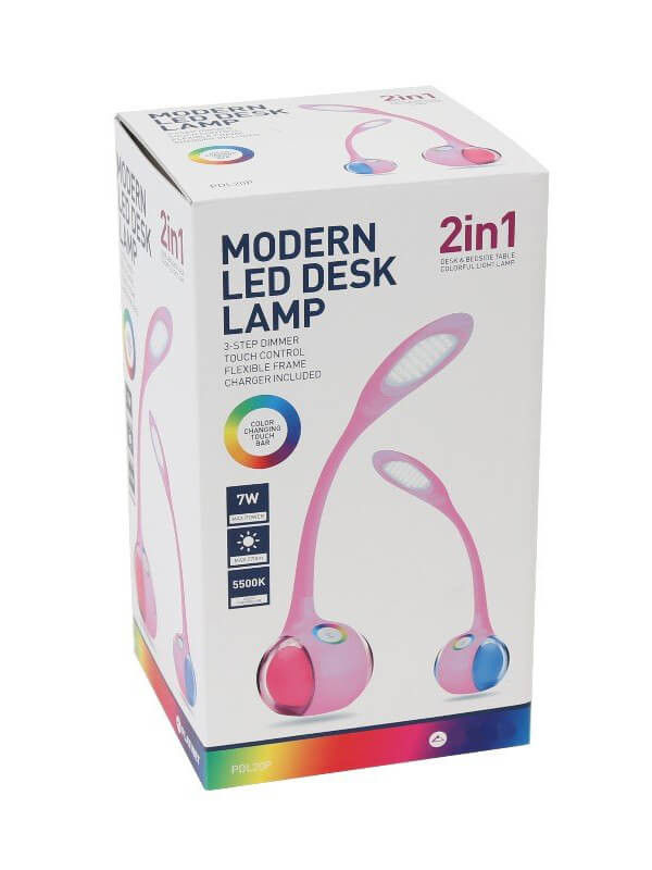 Modern 7W asztali lámpa 2in1 270lm 5500K tölthető PINK